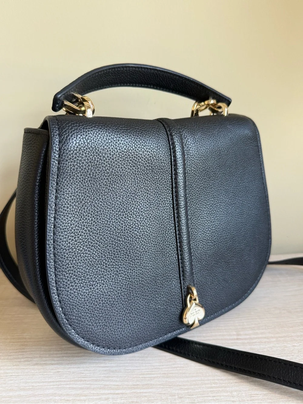 Kate Spade Kayla Pebbled Leather Saddle Bag Black